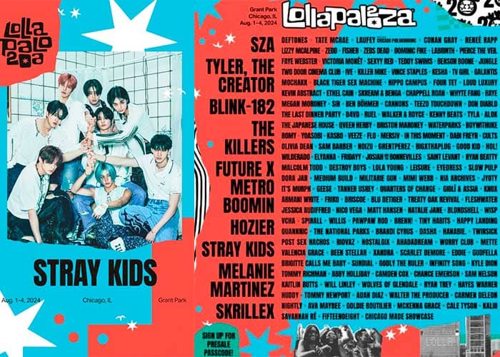 Stray Kids станут хедлайнерами Lollapalooza в США